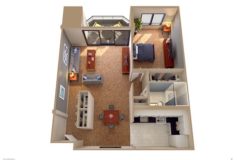 Floor plan for 1 bed, 1 bath, 824 sqft